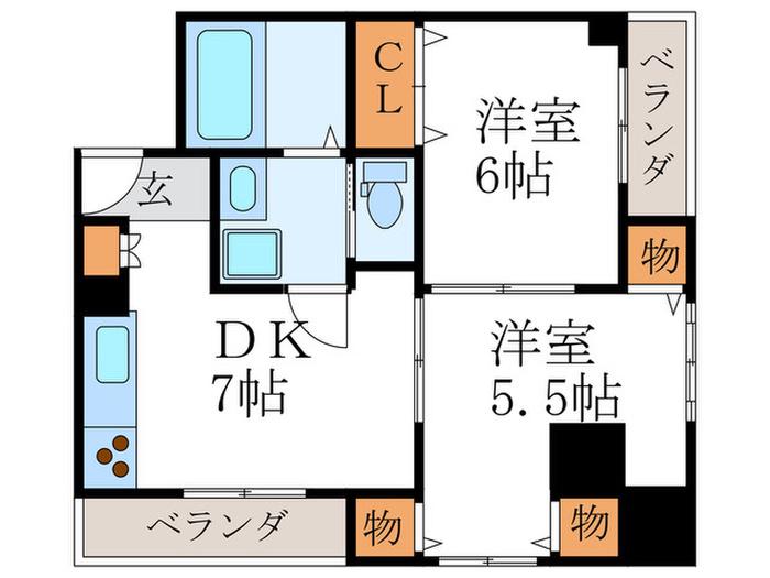 堀川セントラルハイツ(2DK/3階)の間取り写真