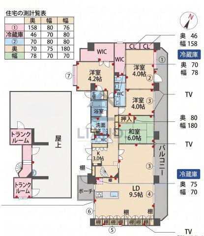 モンリジェール(4SLDK/9階)の間取り写真