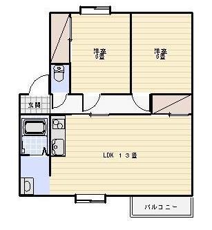 クレストンB(2LDK/1階)の間取り写真
