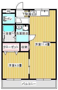 パークサイド・イズミヤ(1LDK/1階)の間取り写真