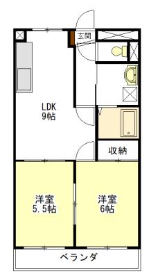 パレオシンセイIII(2LDK/3階)の間取り写真