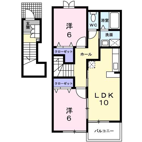 クリアネス(2LDK/2階)の間取り写真