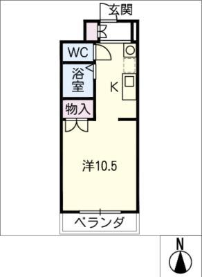 天白ハウス(ワンルーム/1階)の間取り写真