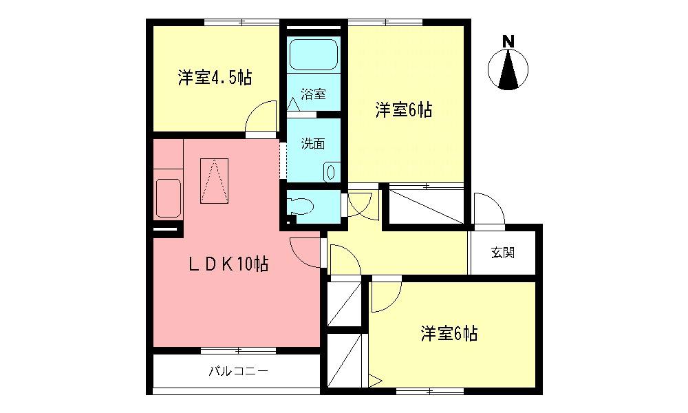 ビューラー上星参番館(3LDK/1階)の間取り写真