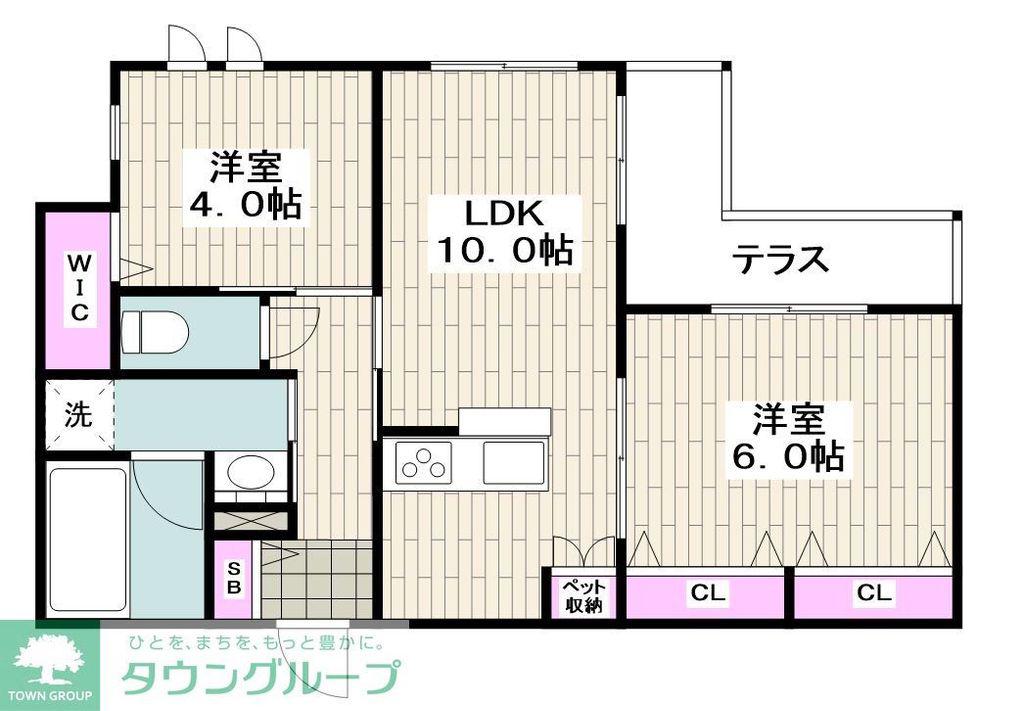プルミエール湘南二宮II(2LDK/1階)の間取り写真