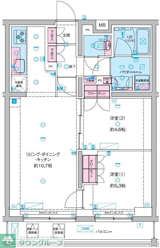 GENOVIA竹ノ塚(2LDK/3階)の間取り写真