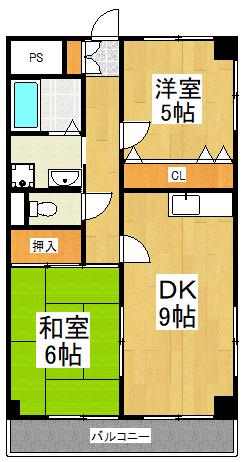 エクセル稲田(2DK/2階)の間取り写真