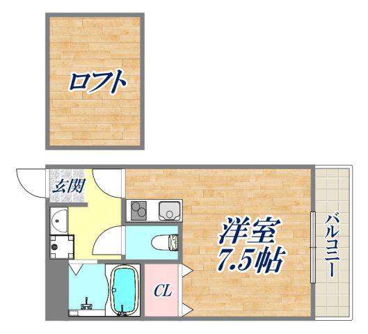グランプラスシャトー(ワンルーム/2階)の間取り写真