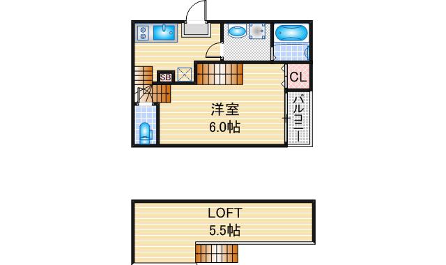 ハーモニーテラス荒中町(1SK/1階)の間取り写真
