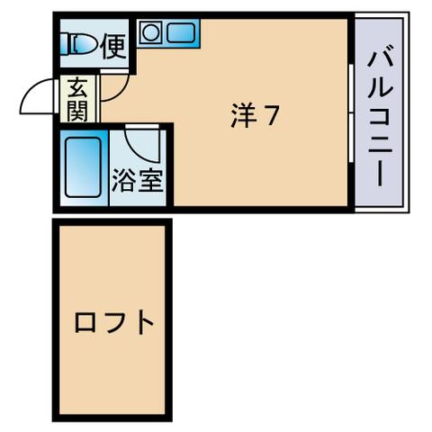 ツインリッチ和白東B(ワンルーム/2階)の間取り写真