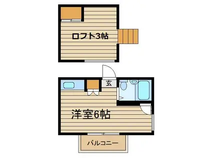 キャッスル東大泉(ワンルーム/2階)の間取り写真