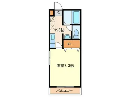 アリビラ和白東(1K/2階)の間取り写真