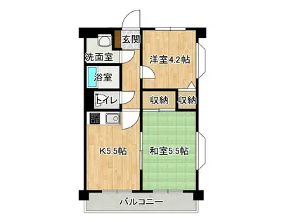 メイリタウンII(2DK/2階)の間取り写真