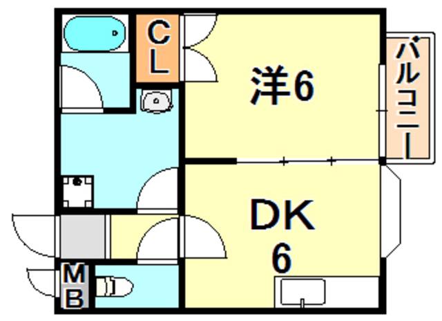 グレース一番館(1DK/2階)の間取り写真