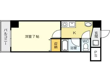 吉野町ワンルームマンション(1K/1階)の間取り写真