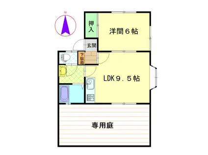 サンシャインコートS棟(1LDK/1階)の間取り写真