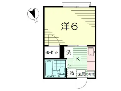 グリーンハイツII(1K/1階)の間取り写真