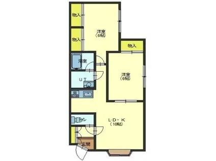 アルベールII(2LDK/2階)の間取り写真