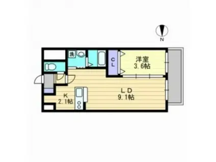 AXS今(1LDK/3階)の間取り写真