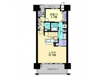 アルファステイツ倉敷鶴形II(1LDK/12階)の間取り写真