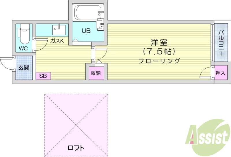 ROISSY DECO(1K/2階)の間取り写真
