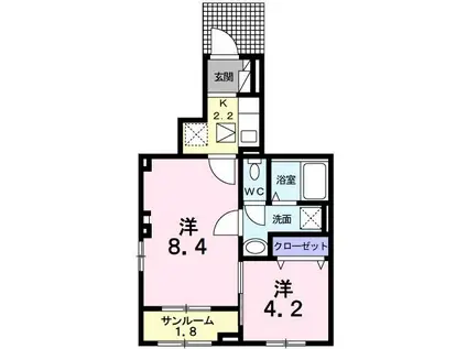 ピオーネ トレ(2K/1階)の間取り写真