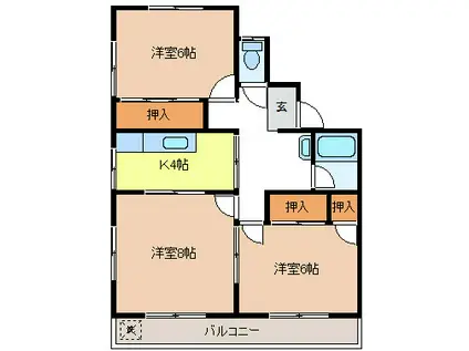 富士ハイツA棟(3K/1階)の間取り写真