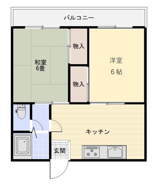 アカオハイツ(2DK/2階)の間取り写真