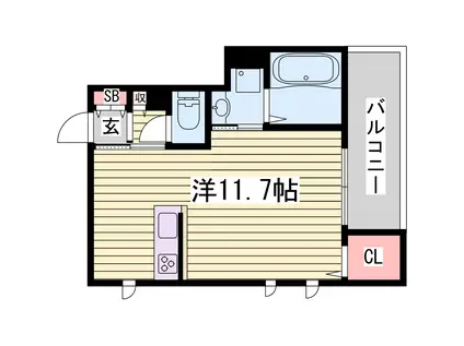 レトワール(1K/4階)の間取り写真