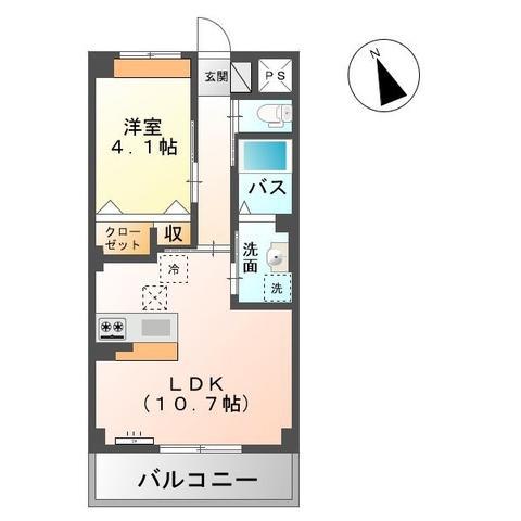 ヴェールムース南安長(1LDK/2階)の間取り写真