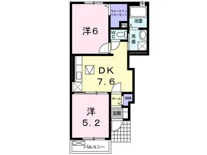 ファイングランツB(2DK/1階)の間取り写真