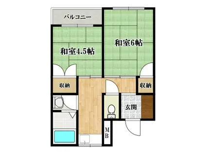 幸福マンション(2K/2階)の間取り写真