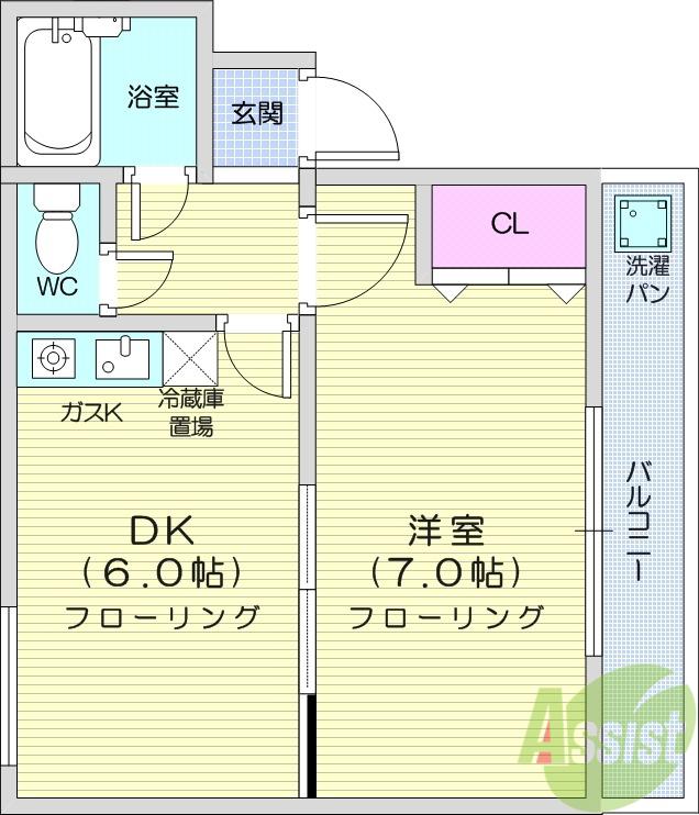 第十ショーケービル(1DK/2階)の間取り写真