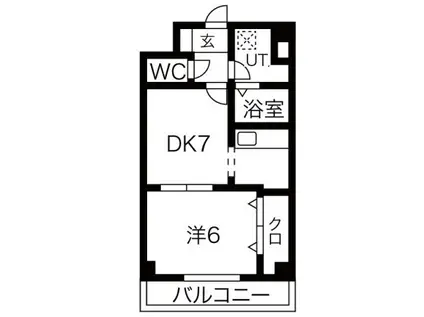 ライラック ウインド(1DK/6階)の間取り写真