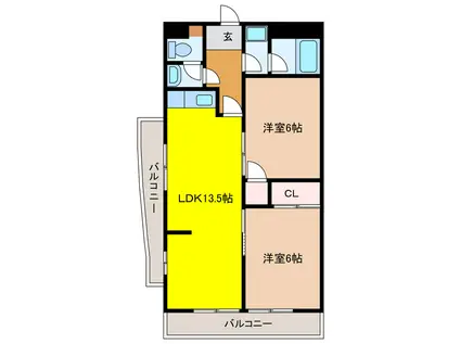 BYRONS(2LDK/3階)の間取り写真