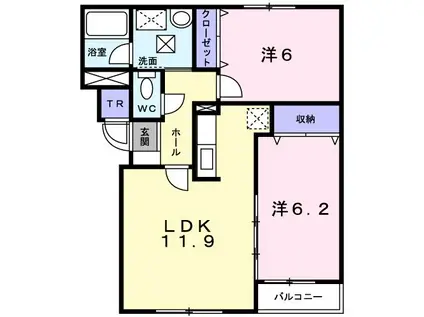 ヴィスタオーレ(2LDK/2階)の間取り写真