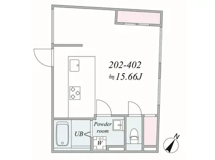 TRIAS210(1LDK/2階)の間取り写真