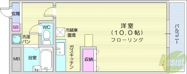 幸町アヴェニュー(1K/1階)の間取り写真