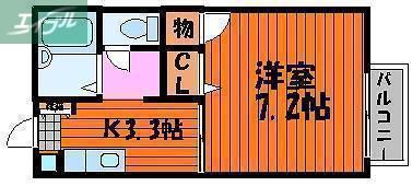 セフィラ北長瀬(1K/2階)の間取り写真