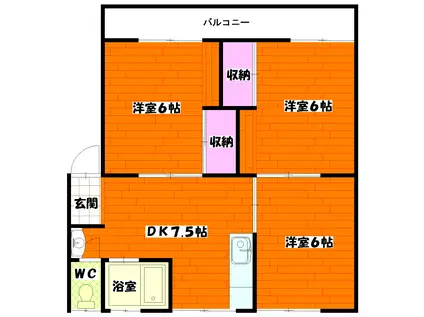 BAUHAUS牛田(3DK/4階)の間取り写真