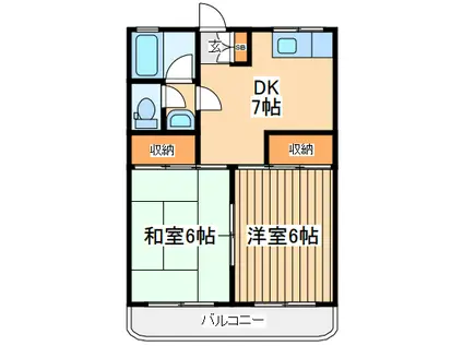 カノン立川西(2DK/1階)の間取り写真