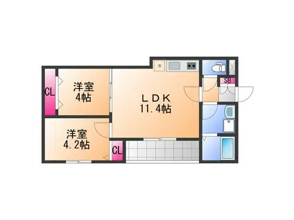 LECLERC IZUMISANOII(2LDK/2階)の間取り写真