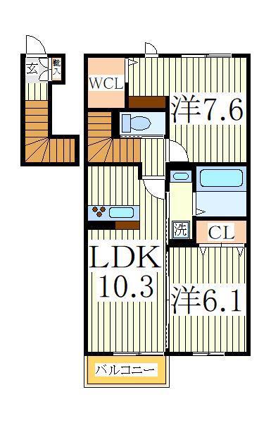 アセット T(2LDK/2階)の間取り写真