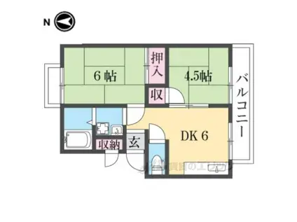 ハイツナガサワ A棟(2DK/2階)の間取り写真