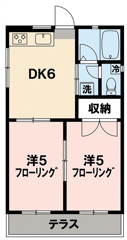 ヴィラコート(2DK/1階)の間取り写真