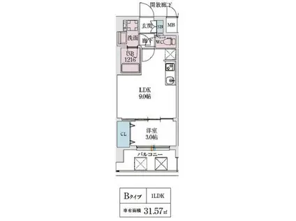 スプランディッド弁天町ウエスト(1LDK/3階)の間取り写真