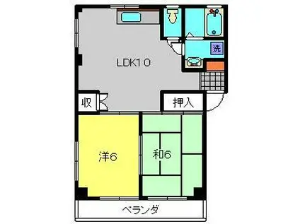 シティーハイム(2LDK/2階)の間取り写真