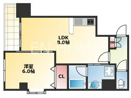 パラッツオディ上本町(1LDK/5階)の間取り写真