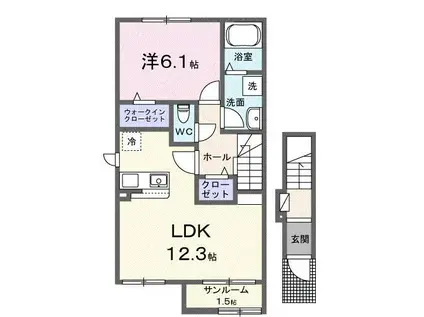 サウス プリムローズII(1LDK/2階)の間取り写真