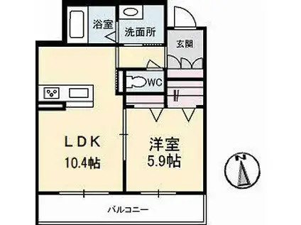 ベレオシンフォニー(1LDK/2階)の間取り写真
